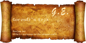 Gorzsás Erik névjegykártya